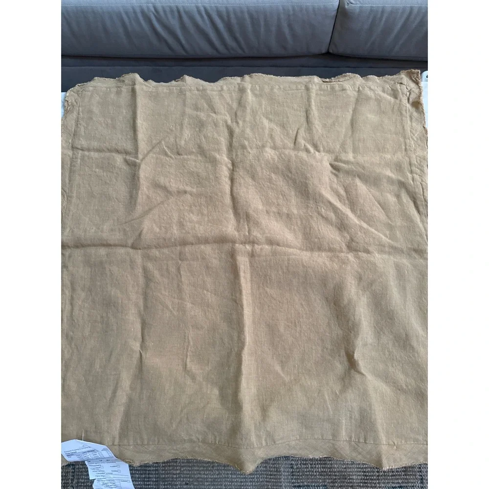 Pottery Barn Belgian Flax Linen Fringe Ruffle Euro Sham Tumbleweed Tan 26x26